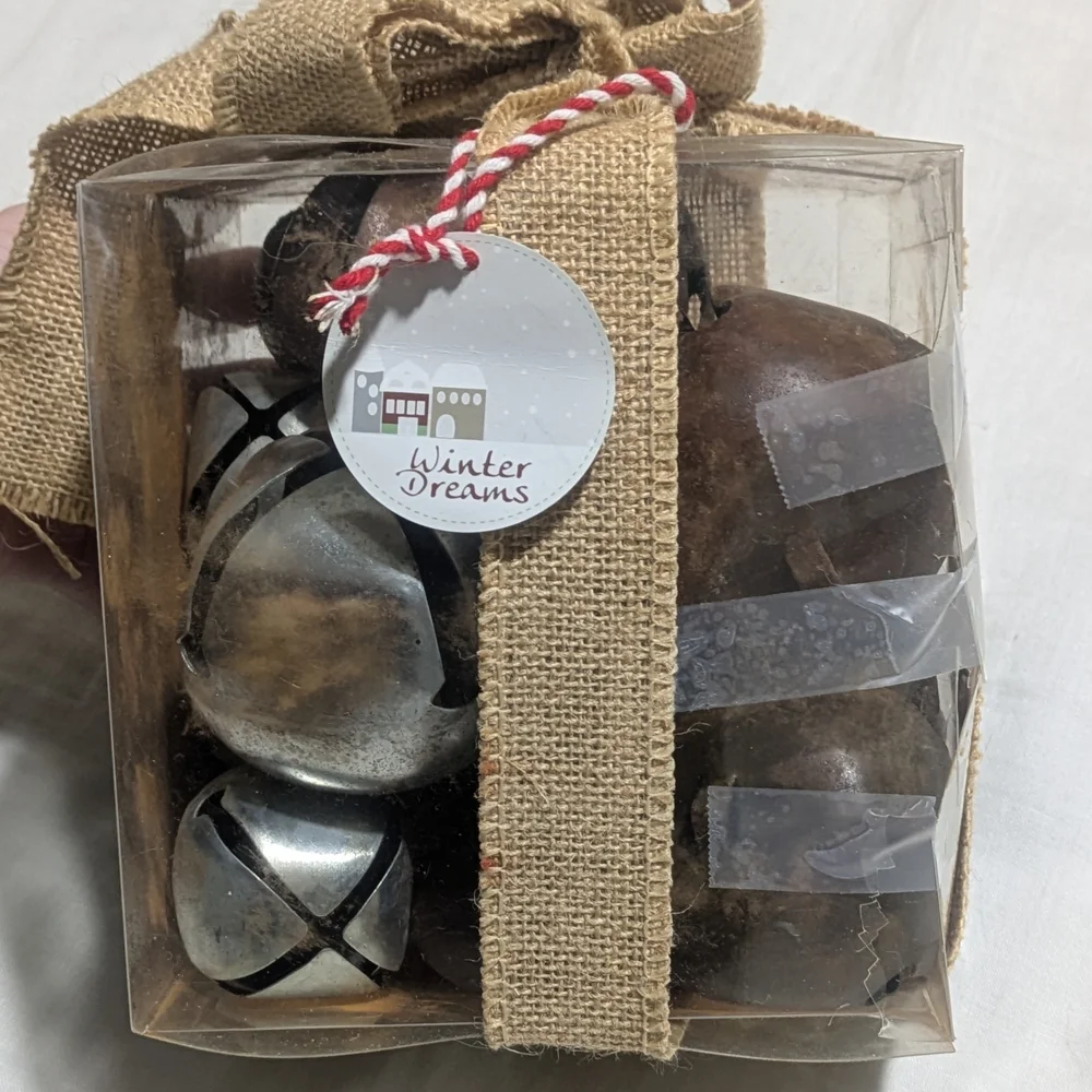 Rustic Burlap Wrapped Decorative Bells